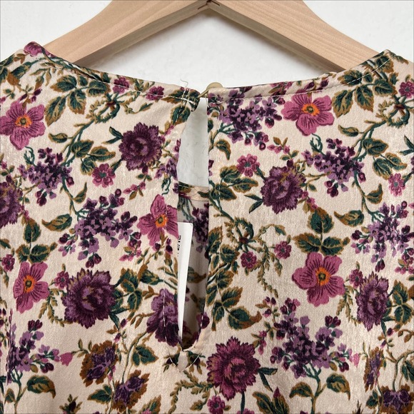 NWT Zara Satin Effect Printed Floral Mini Dress XS Pink Cream - Picture 8 of 12